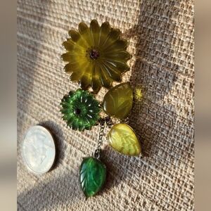 Floral Green and Yellow Brooch
